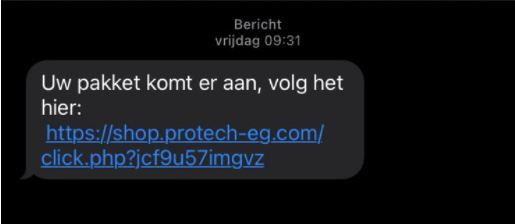 Voorbeeld van een malware-SMS